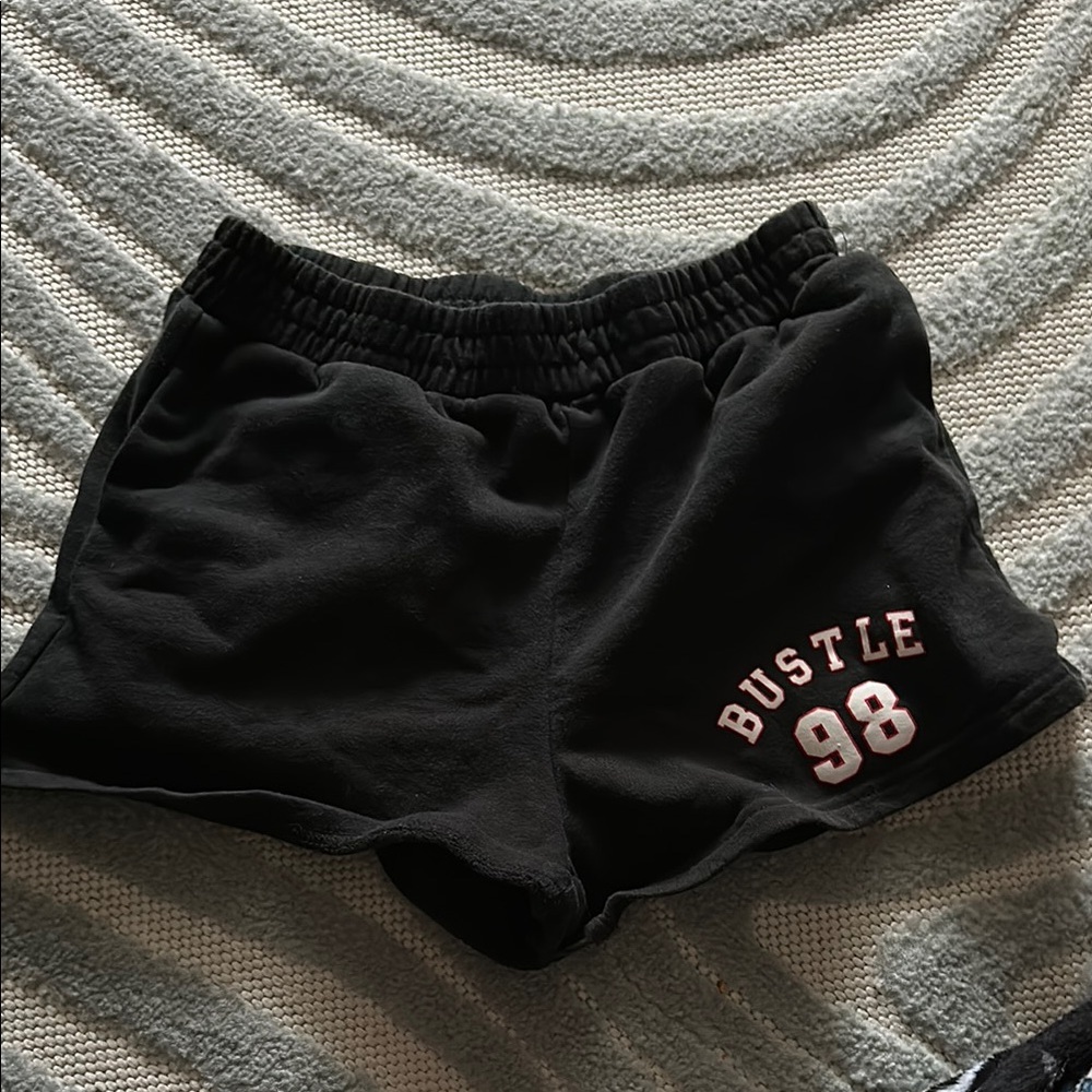 Black Athletic Shorts with Hustle Graphic